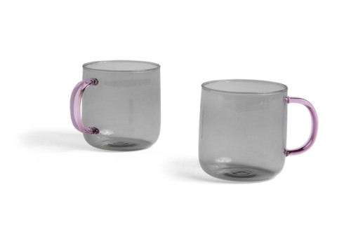 Set of 2 Grey Glass Mugs