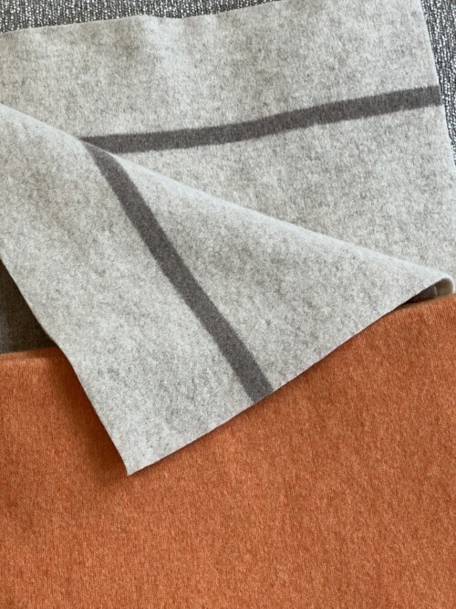 Colour Block Natural and Orange Merino Throw - Image 2